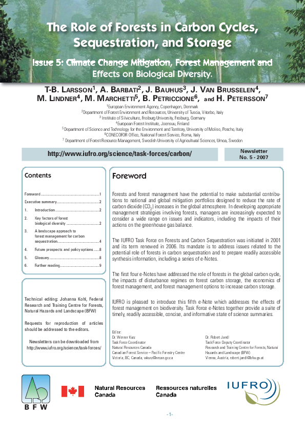 (PDF) Issue 5: Climate Change Mitigation, Forest Management and Effects ...