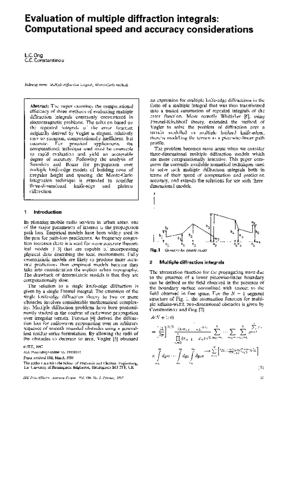 (PDF) Evaluation of multiple diffraction integrals: Computational speed ...