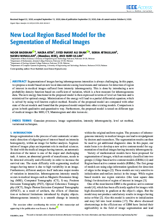 (PDF) New Local Region Based Model for the Segmentation of Medical Images