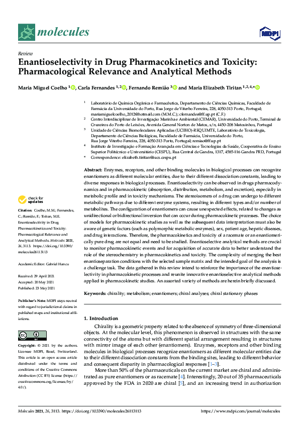 (PDF) Enantioselectivity in Drug Pharmacokinetics and Toxicity ...