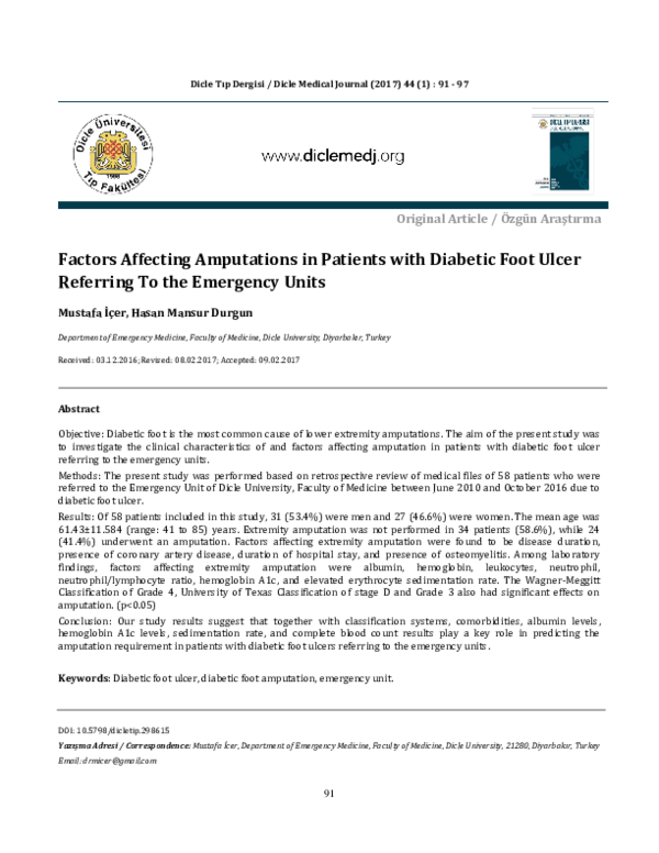 (PDF) Factors Affecting Amputations in Patients with Diabetic Foot ...
