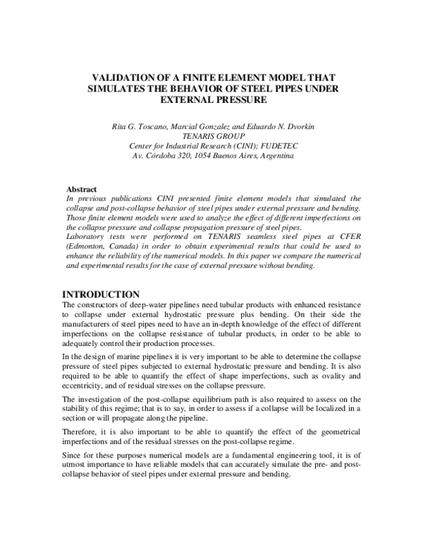 (PDF) Validation of a Finite Element Model That Simulates the Behavior ...
