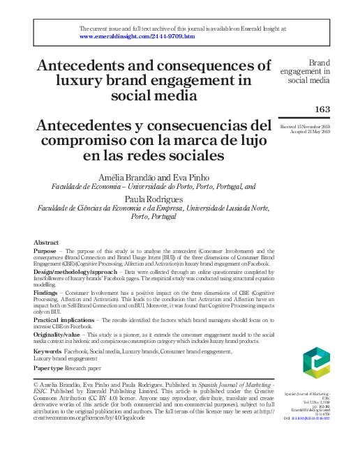 (PDF) Antecedents and consequences of luxury brand engagement in social ...