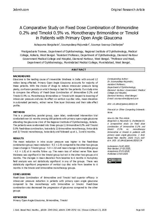 (PDF) A Comparative Study on Fixed Dose Combination of Brimonidine 0.2