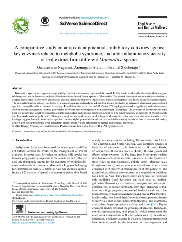 (PDF) A comparative study on antioxidant potentials, inhibitory ...