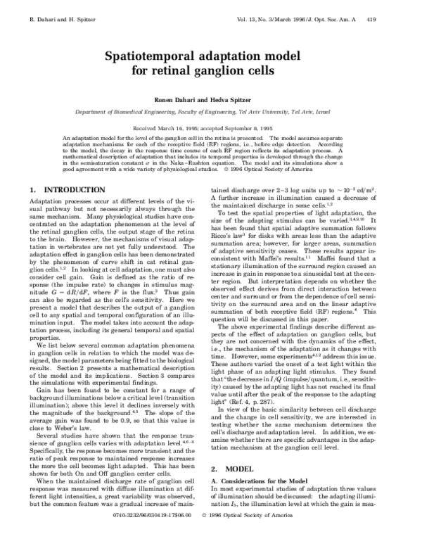 (PDF) Spatiotemporal adaptation model for retinal ganglion cells