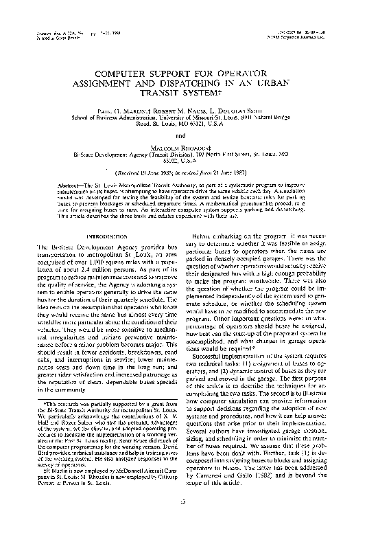  pdf computer support for operator assignment and dispatching in an