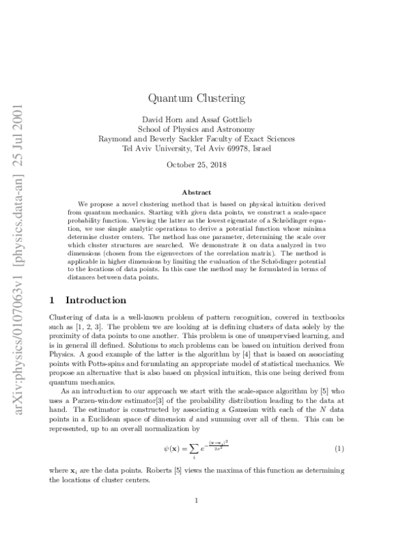 (PDF) Quantum Clustering