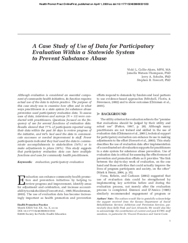 (PDF) A Case Study of Use of Data for Participatory Evaluation Within a ...