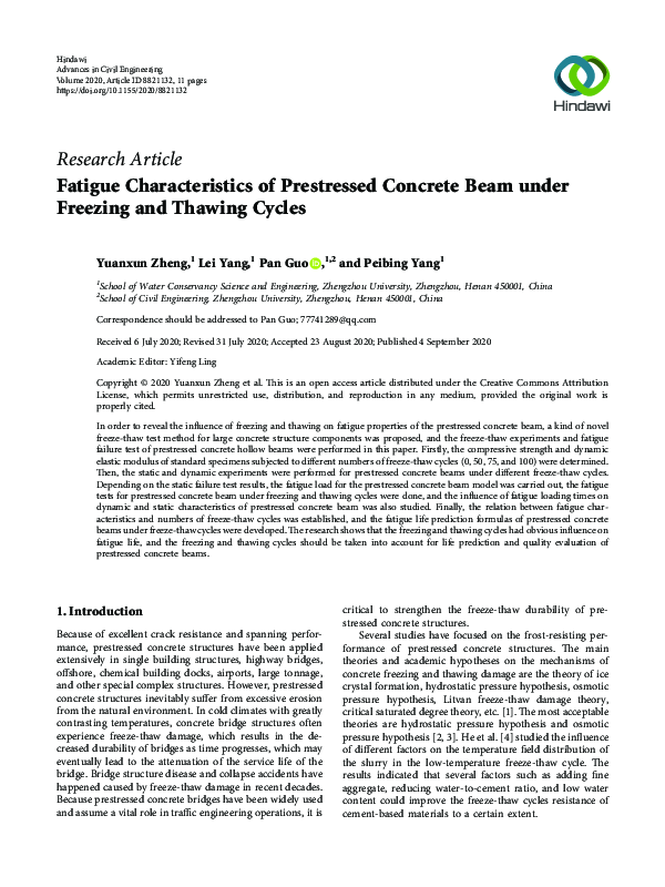 (PDF) Fatigue Characteristics of Prestressed Concrete Beam under ...