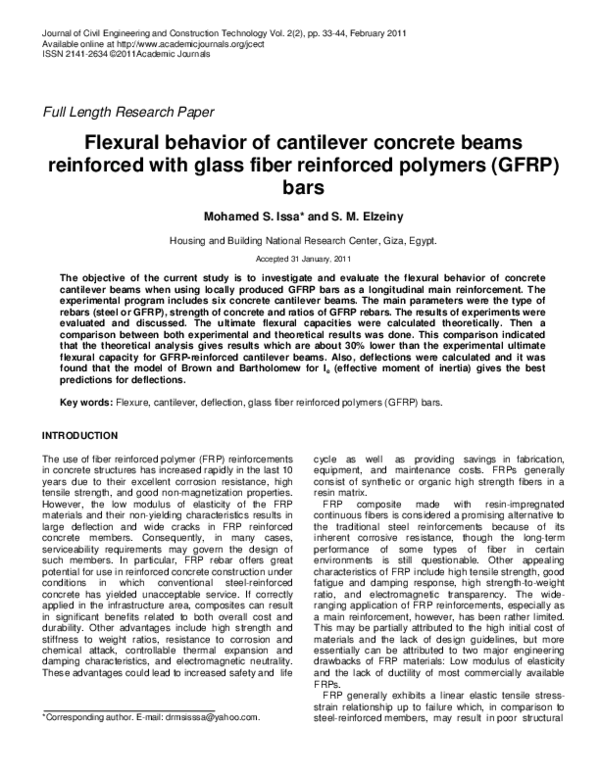 (PDF) Flexural behaviour of cantilever concrete beams reinforced with ...