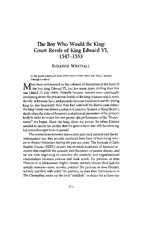 (PDF) The Boy Who Would Be King: Court Revels of King Edward VI, 1547-1553