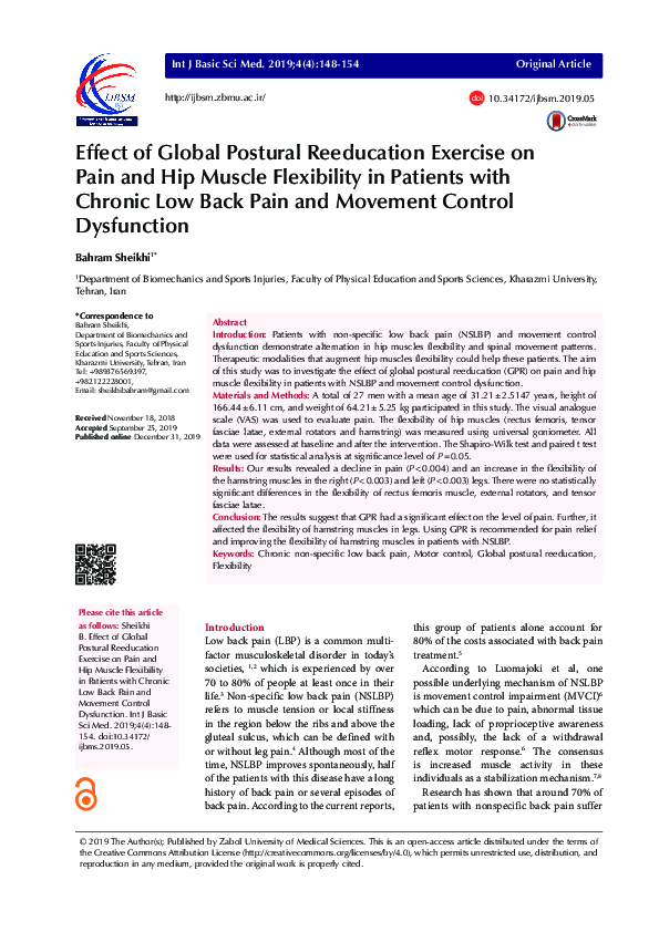 (PDF) Effect of Global Postural Reeducation Exercise on Pain and Hip ...