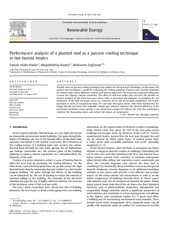 (PDF) Performance analysis of a planted roof as a passive cooling ...