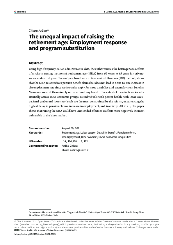 (PDF) The unequal impact of raising the retirement age: Employment ...
