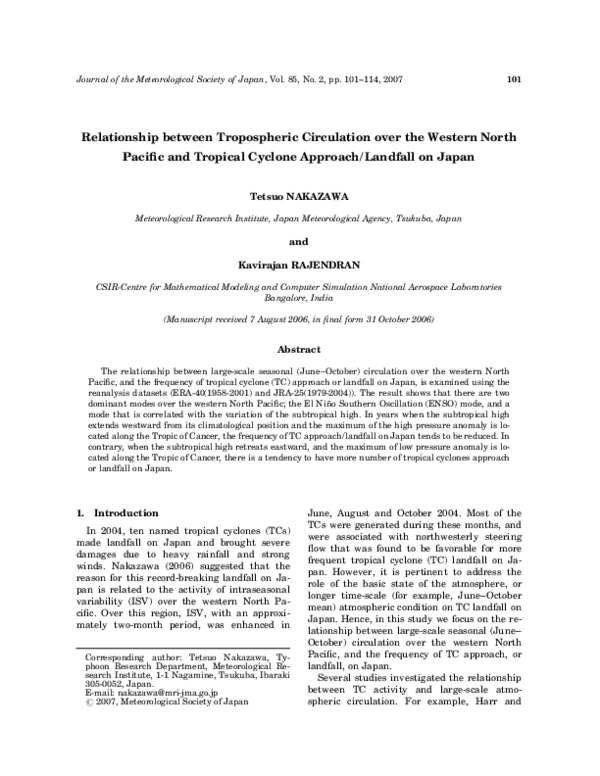 (PDF) Relationship between Tropospheric Circulation over the Western ...