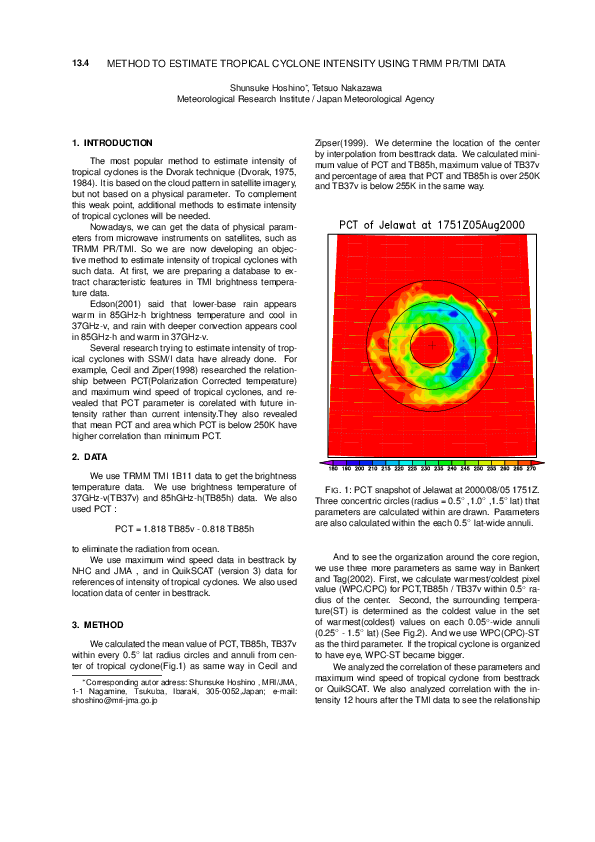 (PDF) Method to Estimate Tropical Cyclone Intensity Using TRMM PR/Tmi Data