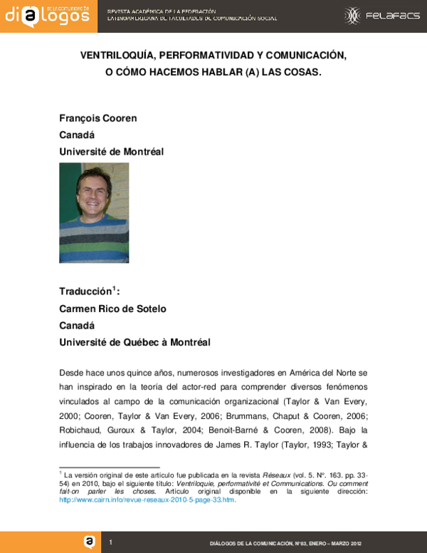 Ventriloquía, Performatividad y Comunicación, O Cómo Hacemos Hablar (A) Las Cosas