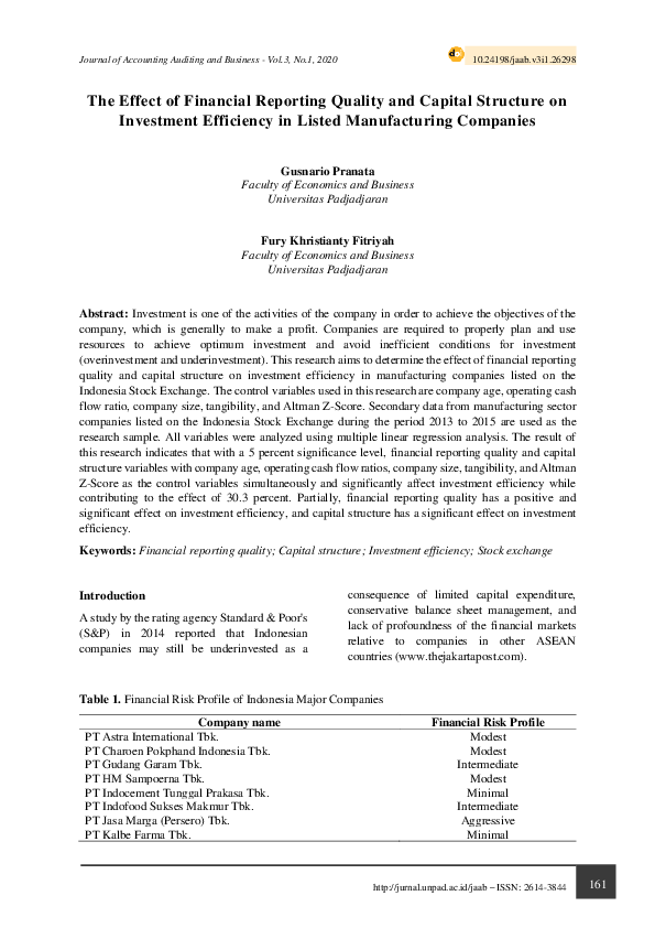 (PDF) The Effect of Financial Reporting Quality and Capital Structure ...