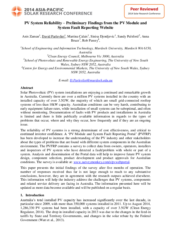 (PDF) PV System Reliability – Preliminary Findings from the PV Module ...
