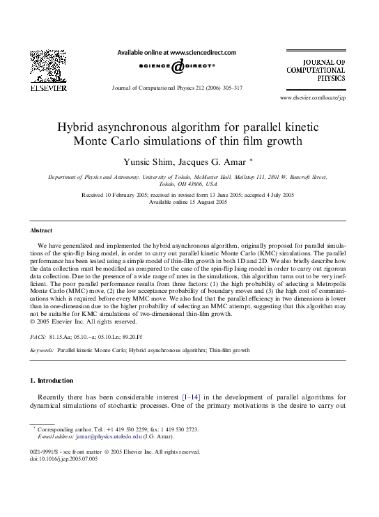 (PDF) Hybrid asynchronous algorithm for parallel kinetic Monte Carlo ...