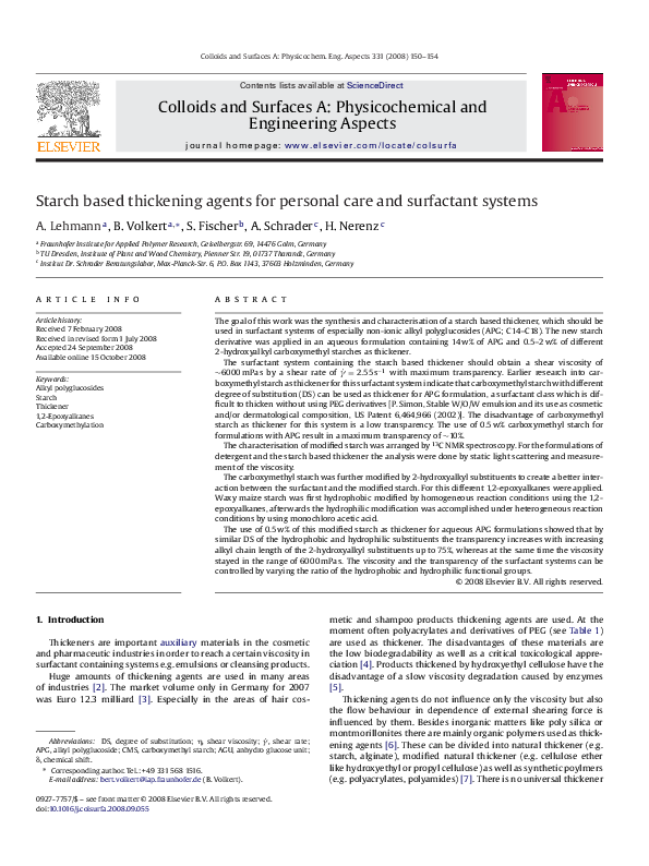 (PDF) Starch based thickening agents for personal care and surfactant ...