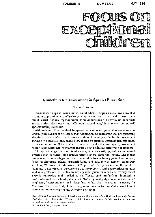 ASSESSMENT IN SPECIAL EDUCATION A PRACTICAL APPROACH 6TH EDITION PDF visual data 6