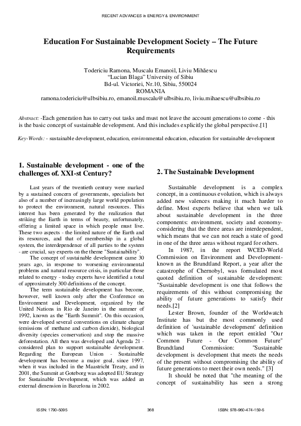 (PDF) Education for sustainable development society: the future ...