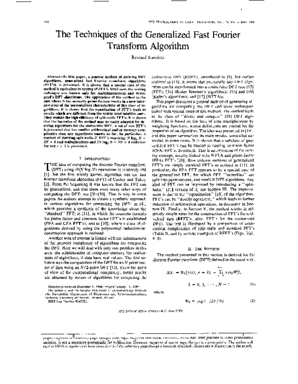 (PDF) The techniques of the generalized fast Fourier transform algorithm