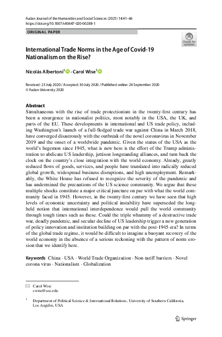 (PDF) International Trade Norms in the Age of Covid-19 Nationalism on ...