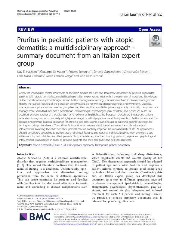 (PDF) Pruritus in pediatric patients with atopic dermatitis: a ...