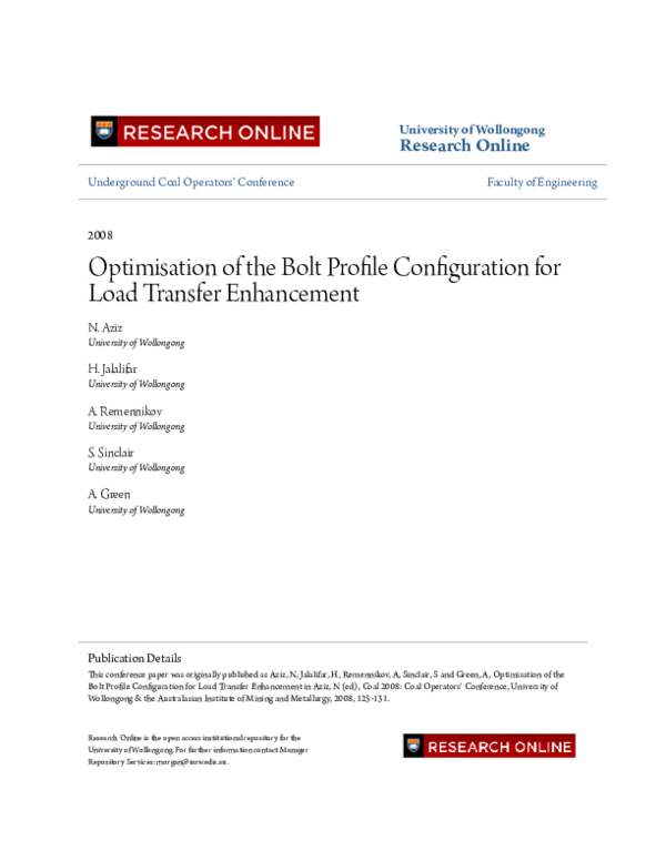 (PDF) Optimisation of the bolt profile configuration for load transfer ...
