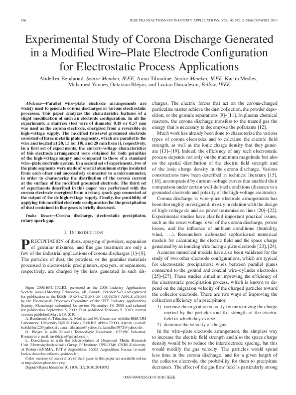 (PDF) Experimental study of corona discharge generated by a triode ...