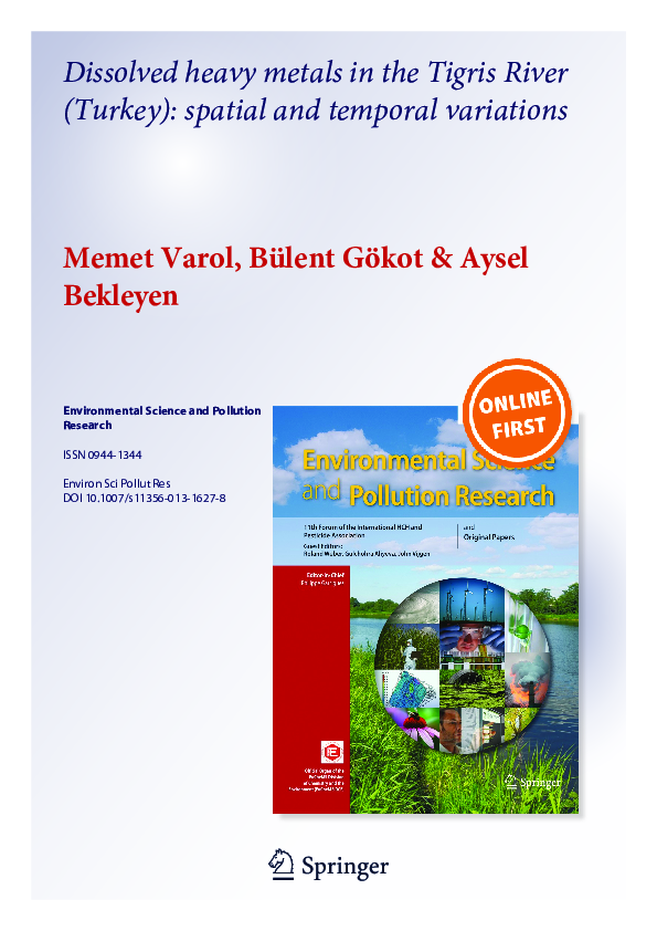 (PDF) Dissolved heavy metals in the Tigris River (Turkey): spatial and ...