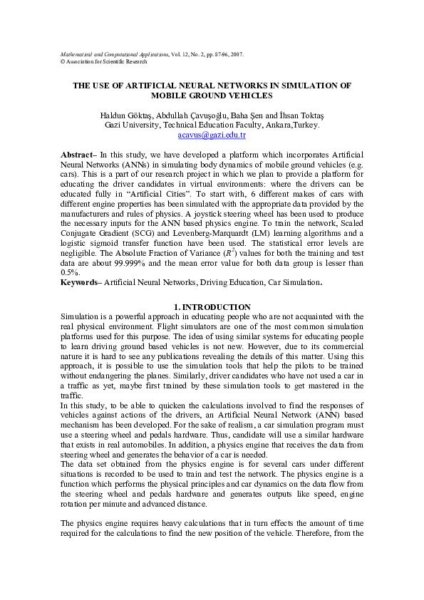 (PDF) The Use of Artificial Neural Networks in Simulation of Mobile ...