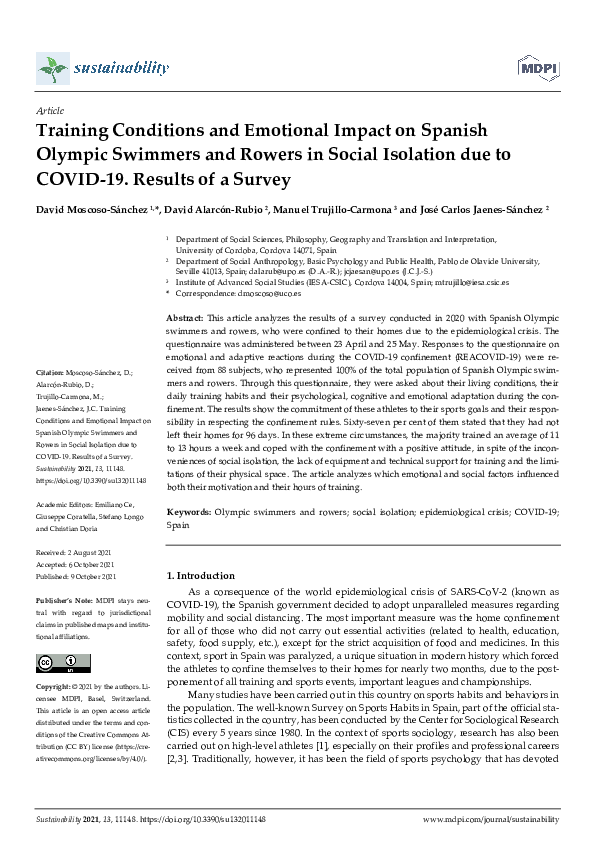 (PDF) Training Conditions and Emotional Impact on Spanish Olympic