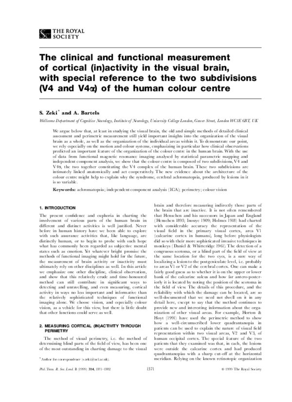 (PDF) The clinical and functional measurement of cortical (in)activity ...