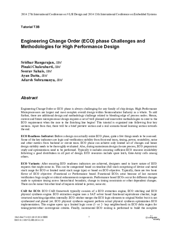 (PDF) Tutorial T3B: Engineering Change Order (ECO) Phase Challenges and ...