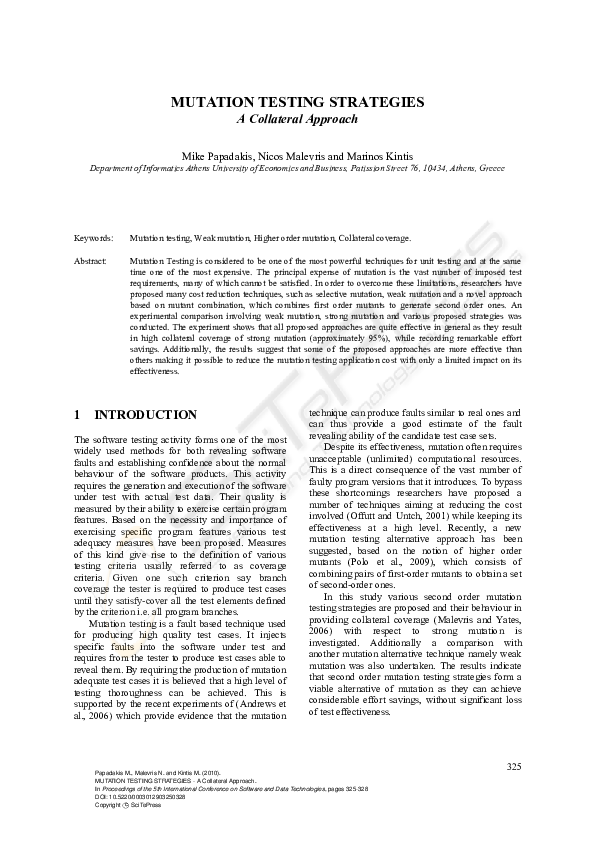 Pdf Mutation Testing Strategies A Collateral Approach