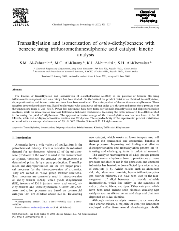 (PDF) Transalkylation and isomerization of ortho-diethylbenzene with ...