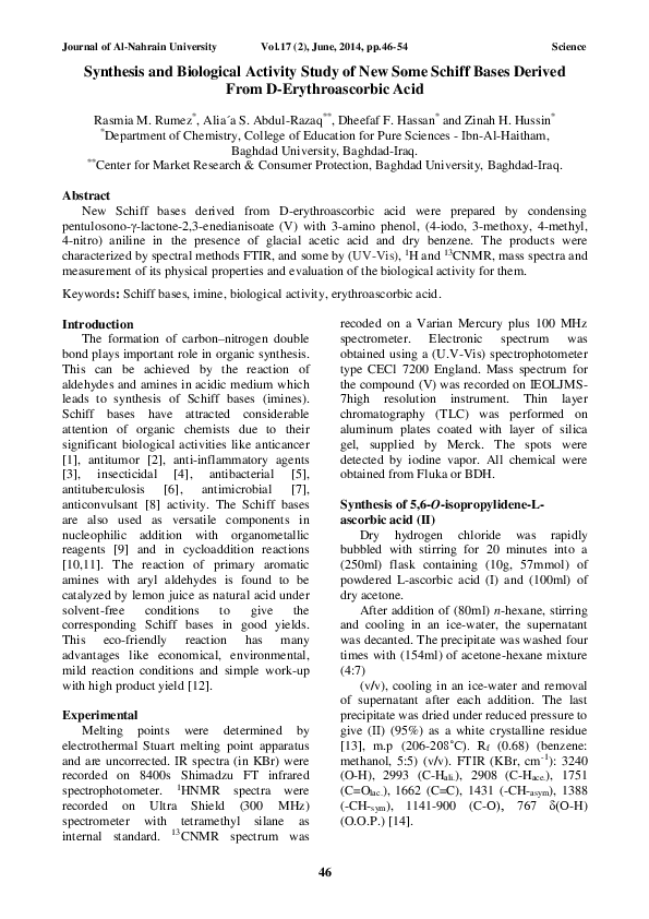 (PDF) Synthesis and Biological Activity Study of New Schiff and Mannich ...