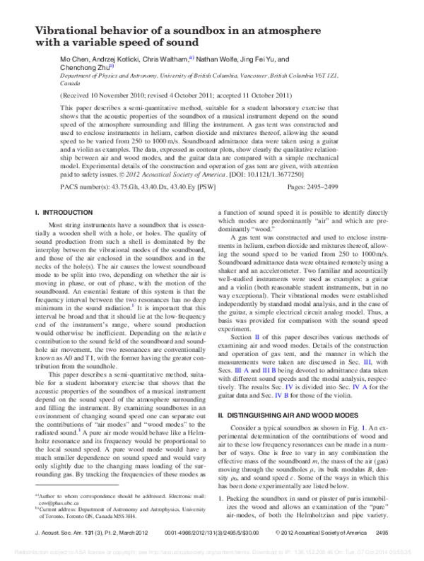 (PDF) Vibrational behavior of a soundbox in an atmosphere with a ...