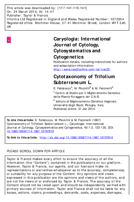(PDF) Cytotaxonomy of Trifolium Subterraneum L