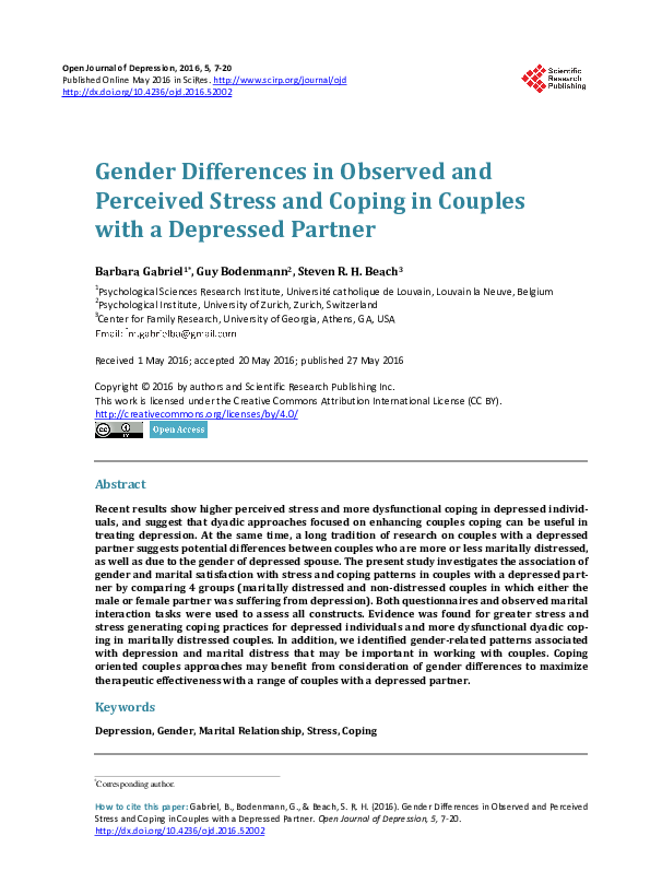 (PDF) Gender Differences in Observed and Perceived Stress and Coping in ...