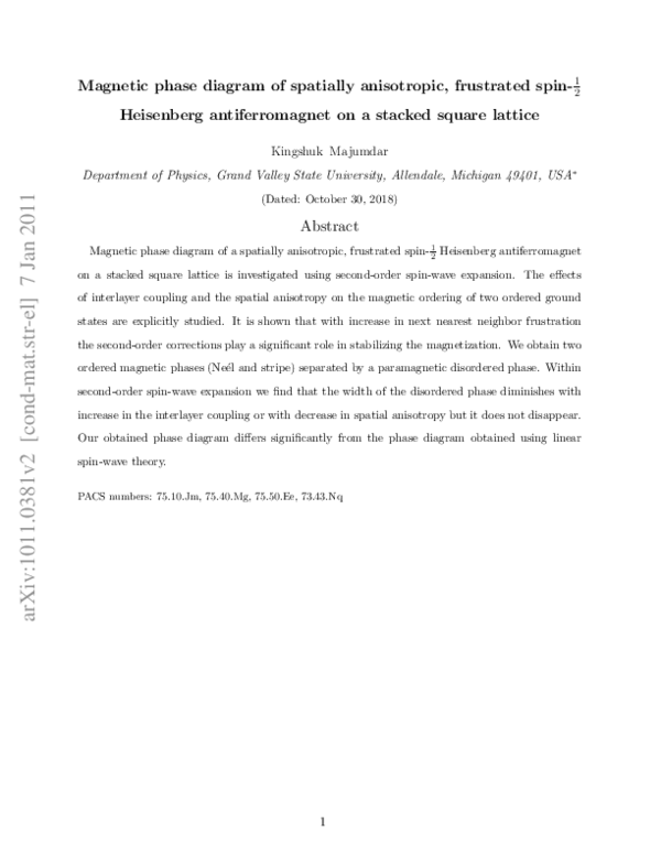 (PDF) Magnetic phase diagram of a spatially anisotropic, frustrated ...