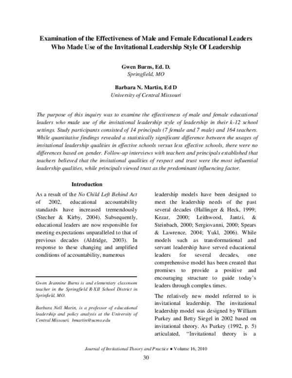 (PDF) Examination of the Effectiveness of Male and Female Educational ...