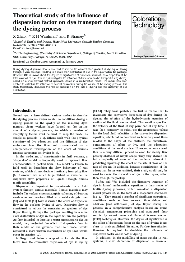 (PDF) Theoretical study of the influence of dispersion factor on dye ...