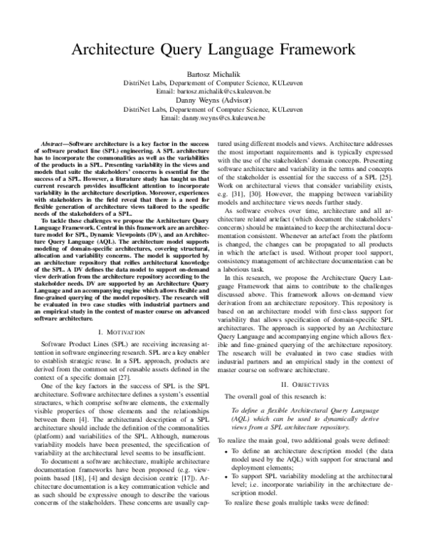(PDF) Architecture Query Language Framework