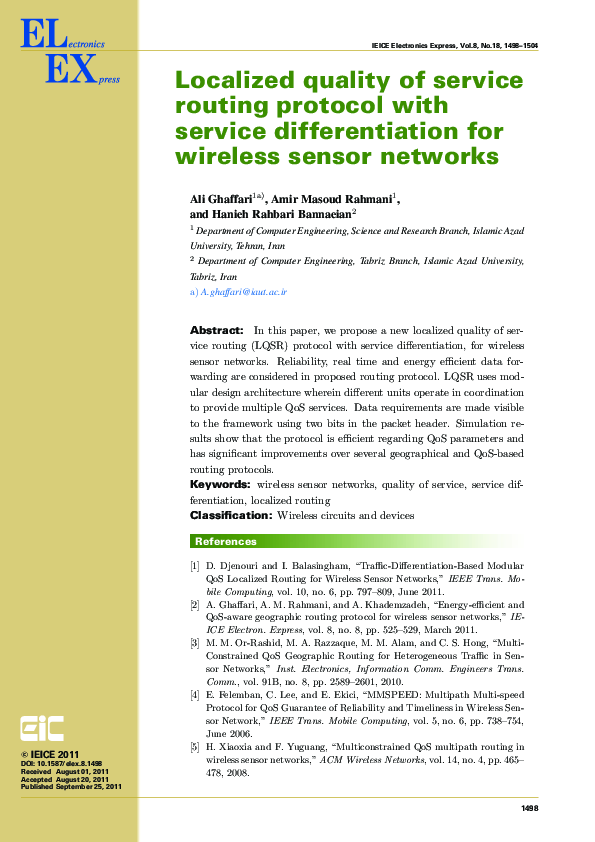 (PDF) Localized quality of service routing protocol with service ...