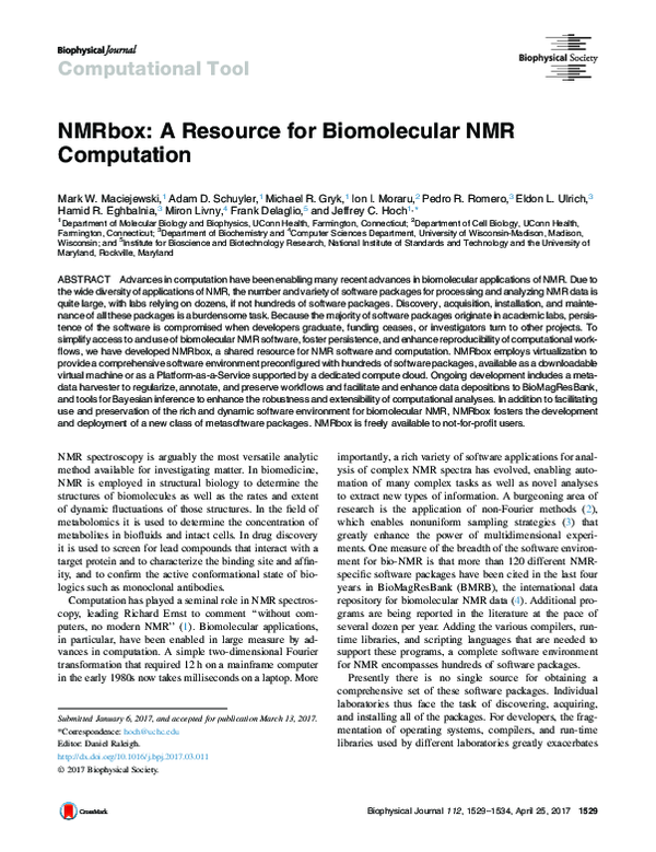 (PDF) NMRbox: A Resource for Biomolecular NMR Computation